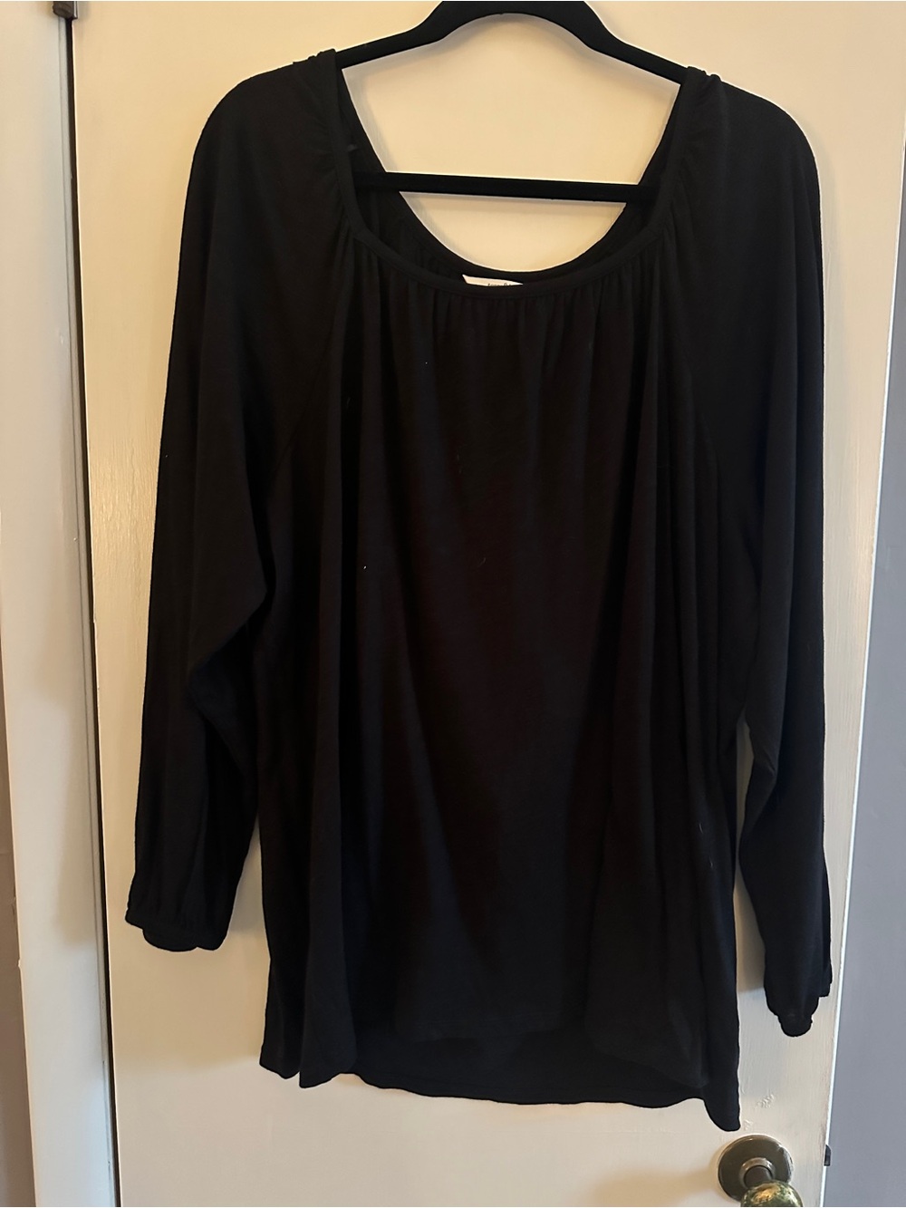 Terra & Sky Black Long Sleeve Scoop Neck Top